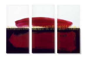 Malerei auf Acrylglas 1 (bis 2008) – <b>Erdreich (Triptychon)</b>, Mischtechnik hinter Plexiglas, gesamt 75 x 100 x 2 cm, 2007