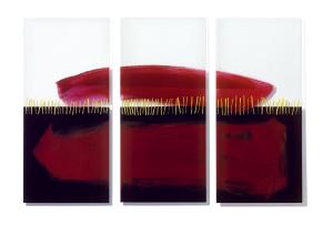 Painting on acrylic glas 1 – <b>Erdreich (Triptych)</b>, Acrylic painting behind acrylic glass, total 75 x 130 cm x 2 cm, 2007