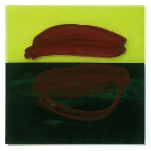 Malerei auf Acrylglas 2 (ab 2008) – <b>Erdreich groß</b>, Mischtechnik hinter Plexiglas, 120 x 120 cm, 2009