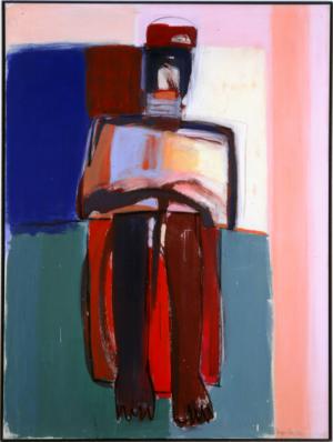 Malerei auf Leinwand – <b>Hockende I</b>, Acrylfarbe auf Leinwand, 160 x 120 cm, 1990