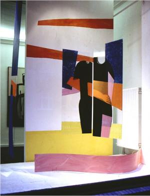 Malerei-Installationen – <b>Paar (Fenster-Stück)</b>, 8-tlg. Installation (hängende, stehende und auf die Wand montierte Teile), Jasim Gallery, Düsseldorf, 1995