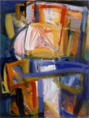 Malerei auf Leinwand – <b>Figur mit Tisch II</b>, Acrylfarbe auf Leinwand, 130 x 80 cm, 1998