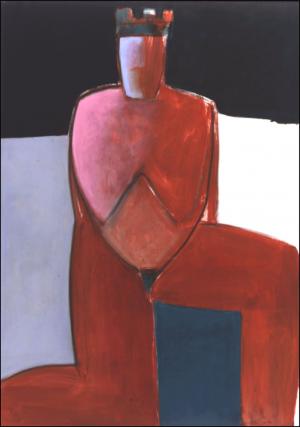 Malerei auf Leinwand – <b>Kniende I</b>, Acrylfarbe und Pastellkreide auf Leinwand, 180 x 130 cm, 1991