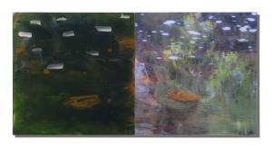 Malerei - Fotografie - Korrespondenz – <b>Laghey River I (Diptychon)</b>, Mischtechnik hinter Plexiglas und C-Print/Diaplex, je 50 x 50 x 2 cm, 2011