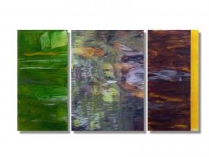 Malerei - Fotografie - Korrespondenz – <b>Laghey River III (Triptychon)</b>, Mischtechnik auf Acrylglas und C-Print/Diaplex, insgesamt 70 x 125 x 3 cm, 2013