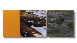Malerei - Fotografie - Korrespondenz – <b>Laghey River IV (Triptychon)</b>, Mischtechnik auf Plexiglas und C-Print/Diaplex, insgesamt 50 x 135 x 3 cm, 2014
