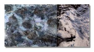 Malerei - Fotografie - Korrespondenz – <b>Loch Fascally</b>, C-Print/Diaplex und Mischtechnik hinter Plexiglas, 35 x 70 x 2 cm, 2012