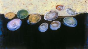 Malerei auf Acrylglas 2 (ab 2008) – <b>Lagerung</b>, Mischtechnik hinter Plexiglas, 75x130cm, 2008