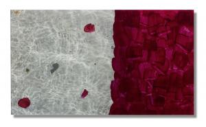 Malerei - Fotografie - Korrespondenz – <b>RosenWasser</b>, C-Print/Diaplex und Mischtechnik hinter Plexiglas, 50 x 80 x 2 cm, 2012