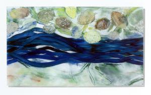 Malerei auf Acrylglas 2 (ab 2008) – <b>Ufer II</b>, Mischtechnik hinter Plexiglas, 75 x 130 cm, 2008
