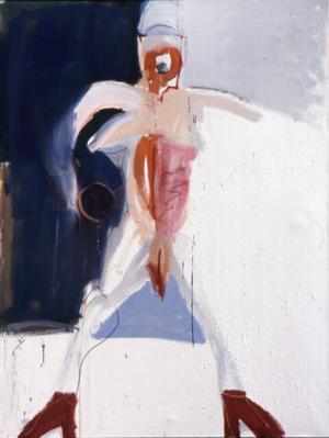 Malerei auf Leinwand – <b>Frau mit Kugel</b>, Acrylfarbe auf Leinwand, 160 x 120 cm, 1988